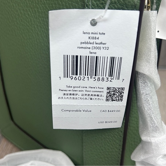 Kate Spade Lena Mini Tote Pebbled Leather Romaine Green NWT - Picture 2 of 10
